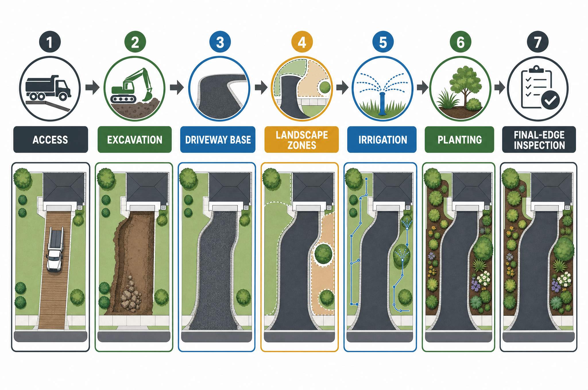 Asphalt driveway and landscape work coordination plan